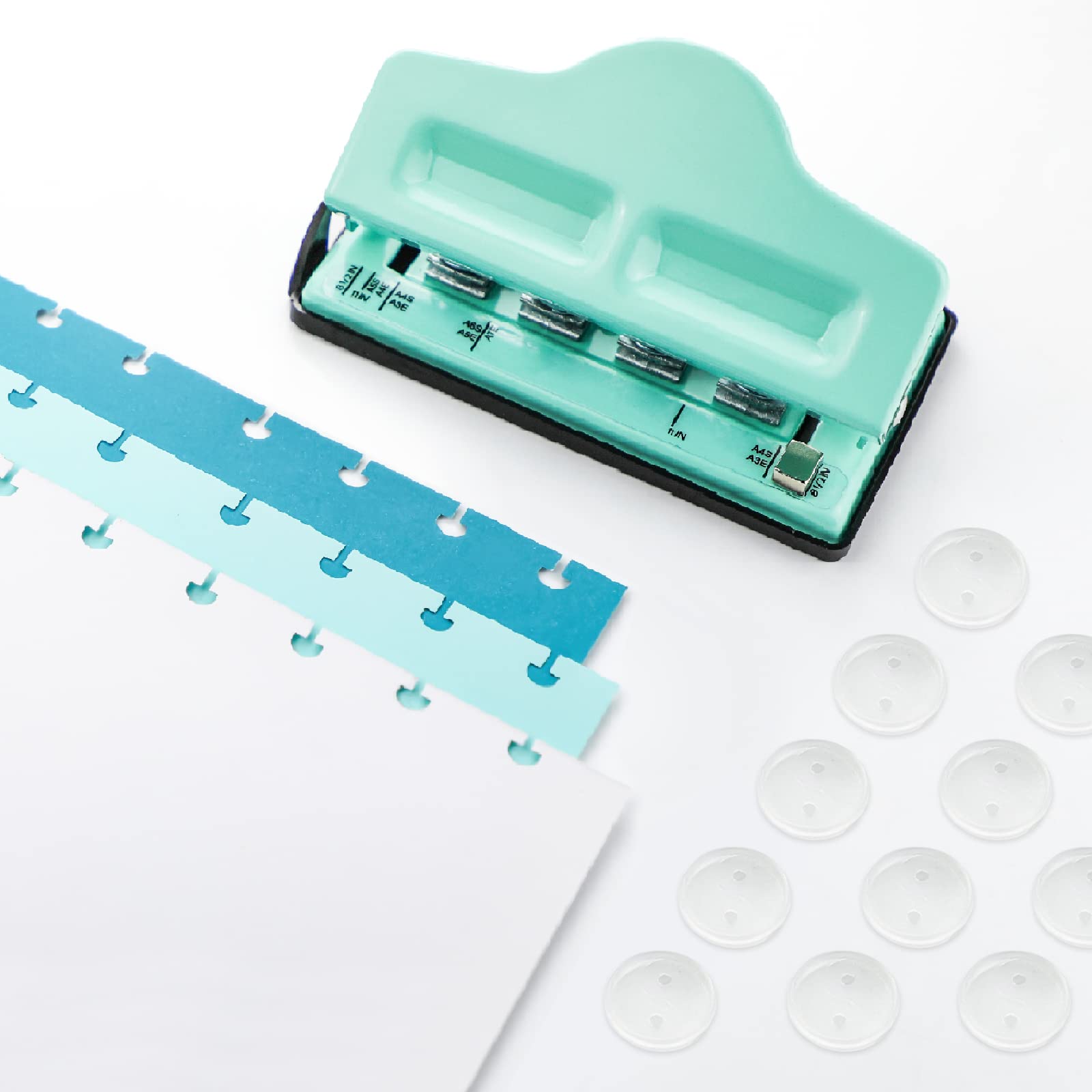 Photo 1 of Gocreate Mint Planner Hole Punch 11 Binding Discs Supplied Adjustable Mushroom Hole Puncher for Disc-Bound Happy Planners,Punch Your Own Paper,Notebooks
