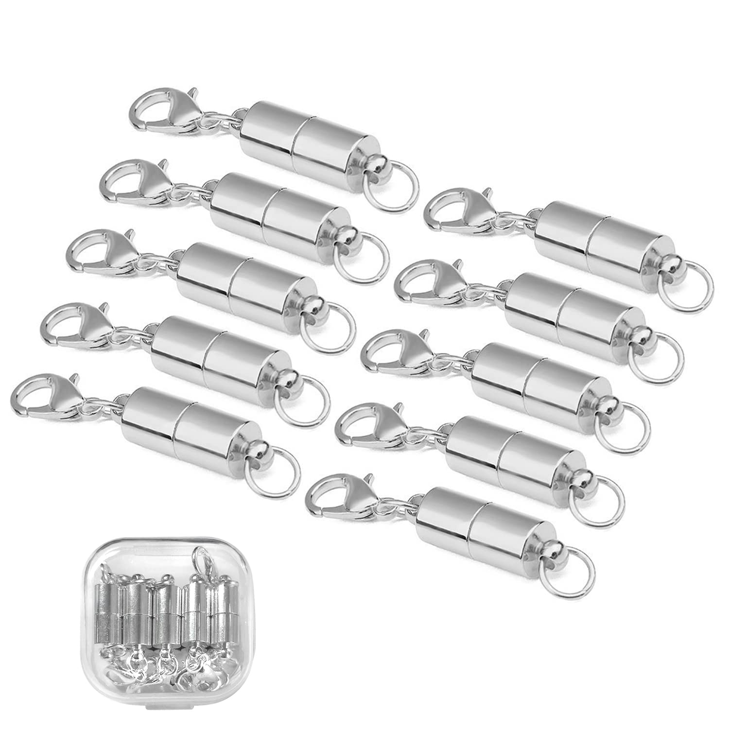 Magnetic Lobster Clasps for Necklace Bracelet Jewelry Making, Lobster Clasp Connector for Jewellery Making Finding DIY Bracelets Necklace Claw Clasps Silver 10pcs
