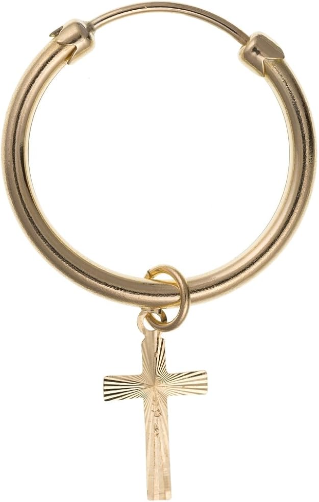 Men's 9ct Yellow Gold 18mm Heavy Weight Hoop Earring & Diamond Cut