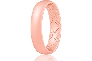 Egnaro Inner Arc Ergonomic Breathable Design, Silicone Rings for Women with half sizes, Women's Silicone Wedding Band，5mm Wide-2mm Thick