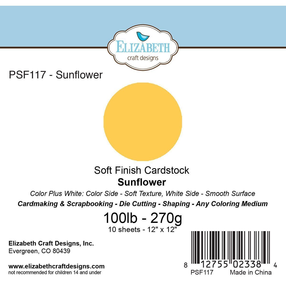 Elizabeth Craft Designs Soft Finish Cardstock x 12-inch Sunflower, Acrylic, Multicoloured, 0.09 x 11.9 x 13.4 cm