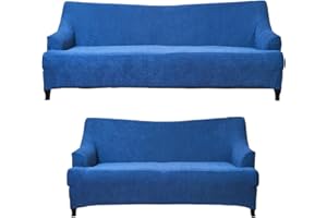 Golden Quality Bedding 2 Pieces Sofa & loveseat Cover 4 Way Stretch to fit Slipcover/Furniture Protector with Anti-Slip Foams # YAFA (Blue)