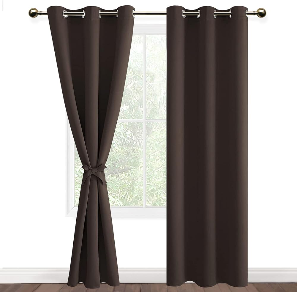 DWCN Brown Blackout Curtains 2 Panels 46x90 Eyelet Thermal Insulated