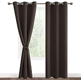 DWCN Brown Blackout Curtains 2 Panels 46x90 Eyelet Thermal Insulated