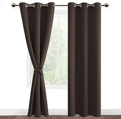 DWCN Brown Blackout Curtains 2 Panels 46x90 Eyelet Thermal Insulated
