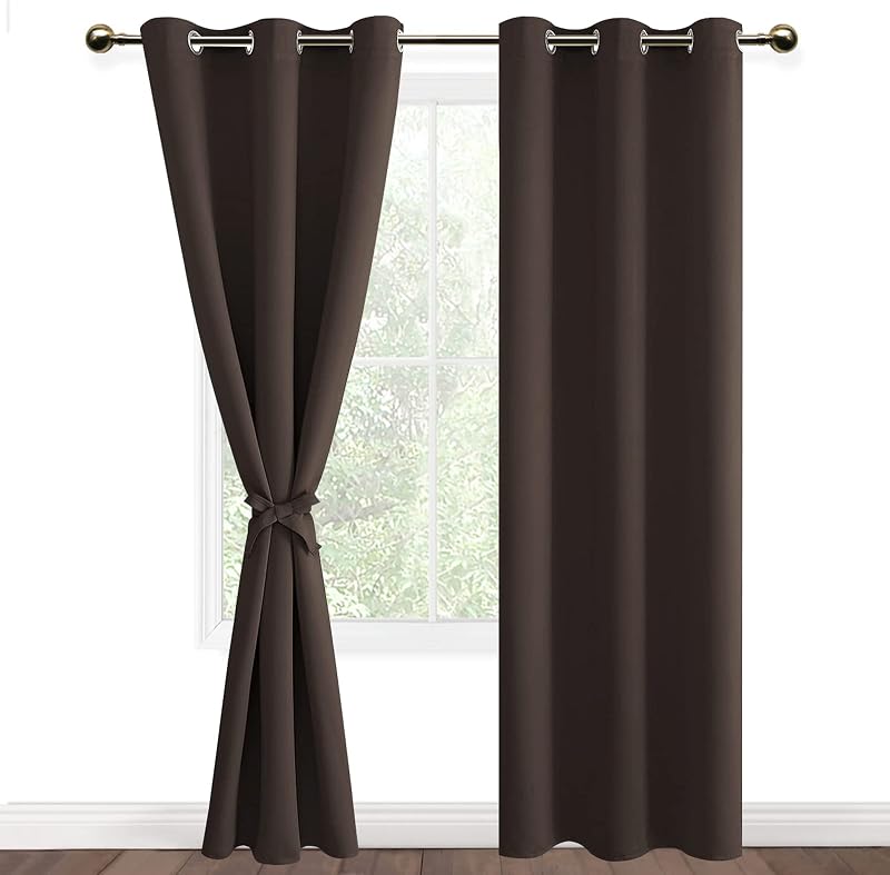 DWCN Brown Blackout Curtains 2 Panels 46x90 Eyelet Thermal Insulated