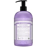Dr. Bronner's - Organic Sugar Soap (Lavender, 24 Ounce) - Made with Organic Oils, Sugar and Shikakai Powder, 4-in-1 Uses: Hands, Body, Face and Hair, Cleanses, Moisturizes and Nourishes, Vegan