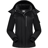 CAMEL CROWN Women's Ski Jacket Waterproof Warm Coat Winter Fleece Snow Coat Hooded Snowboarding Jacket