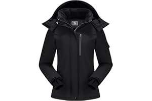 CAMEL CROWN Women's Ski Jacket Waterproof Warm Coat Winter Fleece Snow Coat Hooded Snowboarding Jacket