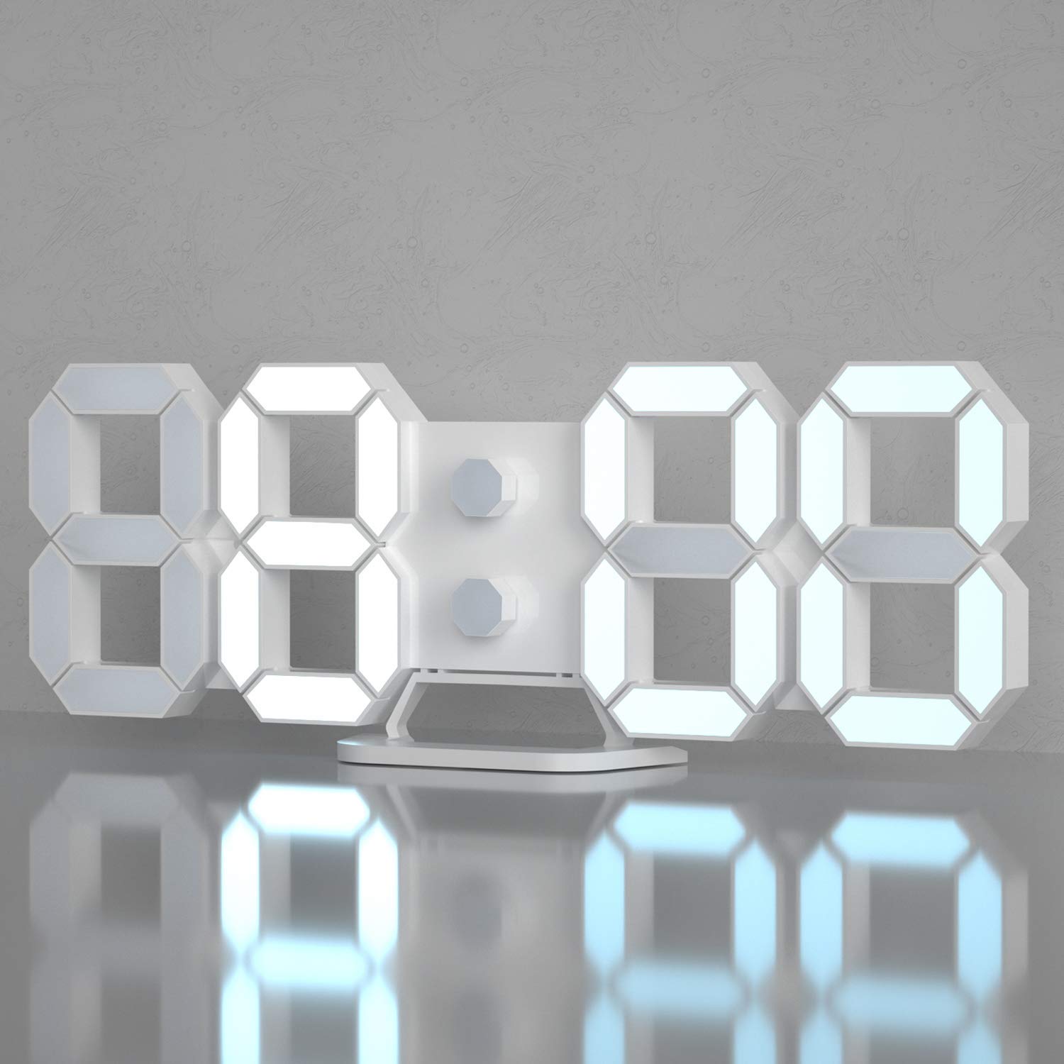 3D LED Digital Desktop Alarm Clock 9.7 Inch Wall Desk Timer Brightness Adjustable for Hotel Office Home Living Room