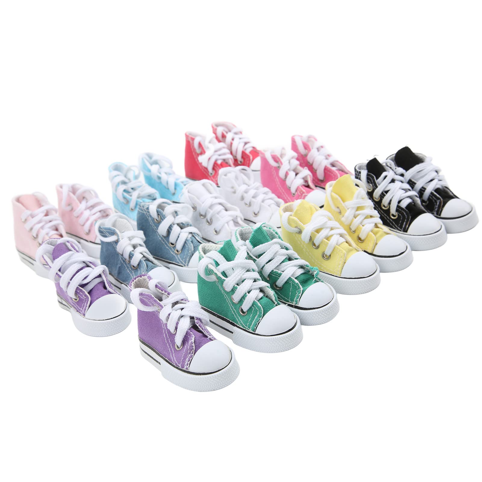 Akozon 10 Pairs of 1/3 Doll Canvas Shoes 3.0 Inches Long Assorted Colors, Anti Slip Doll Plimsolls for DIY Cosplay and Dress Up