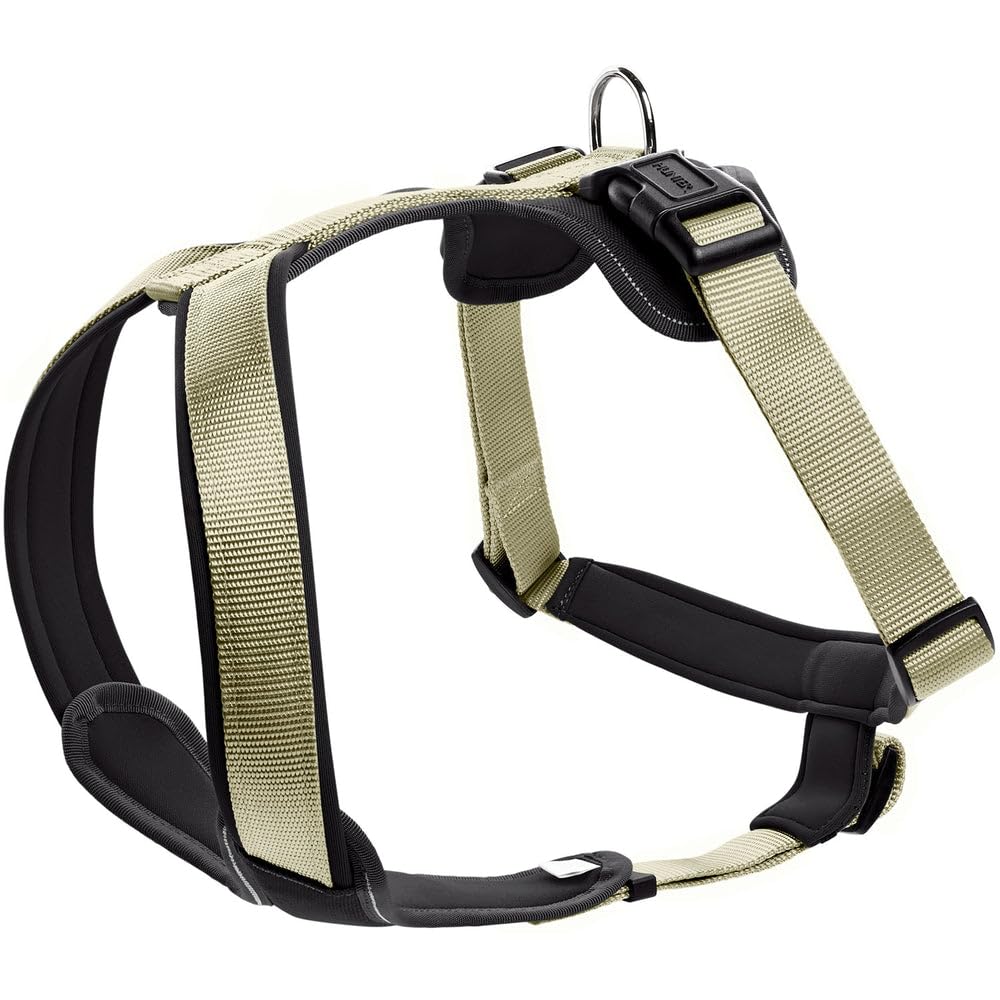HUNTER NEOPREN dog harness, nylon, padded with neoprene, for sport and leisure,olive / black, nylon, neoprene,53-65,M