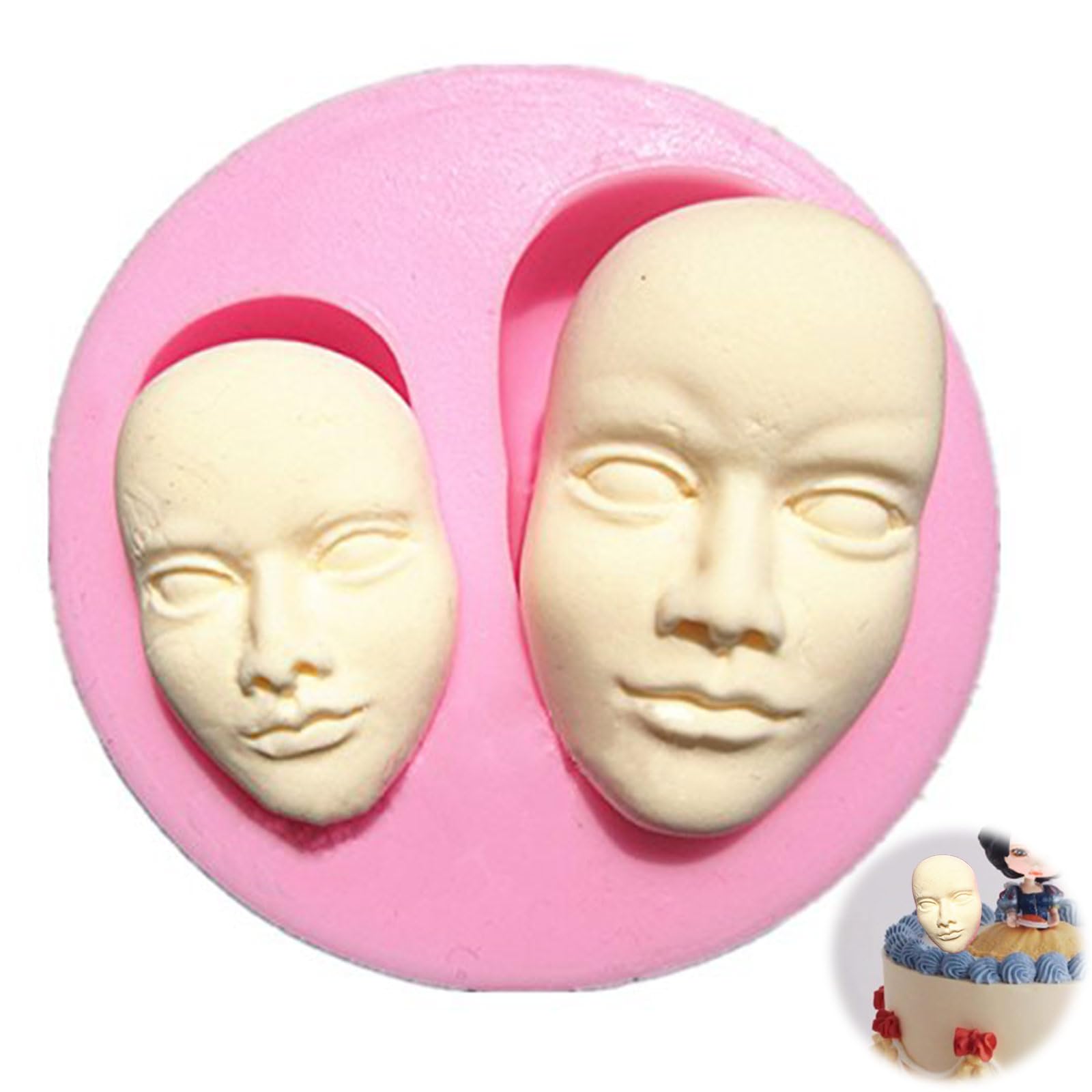 Human Face Silicone Fondant Mould Chocolate Clay Polymer Mold