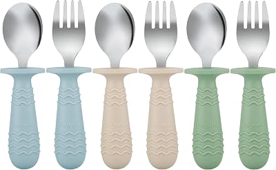 PandaEar 6 Pack Toddler Cutlery Set Stainless Steel Baby Fork & Spoon