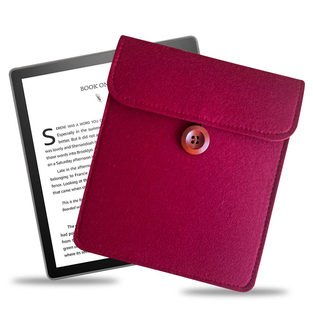 7 inch E-Reader Sleeve by Okami Products, Felt Ereader Pouch for all 7 inch E-Readers, Protective E-Book Bag/Case (Red)