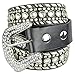 Womens Studded Belts - Multiple Colors & Designs - Western Cowgirl PU Leather Rhinestone Belt with Bling Buckles by Belle Donne - Black-VIII X-Large