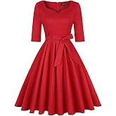 MINTLIMIT Women's 1950s Retro Vintage Rockabilly Sweetheart Cocktail Dress with Pockets