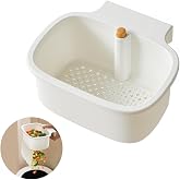 Kitchen Sink Drain Strainer Basket Square, White | Hanging Sink Drain Basket, One-Touch Drain Mesh, Food Catcher, Storage Organizer