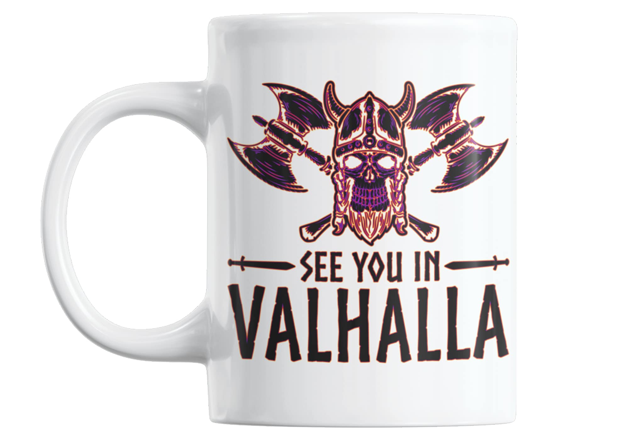 Millhouse Prints Cool Viking Mug, See You in Valhalla, Viking Gift, Coffee Mug