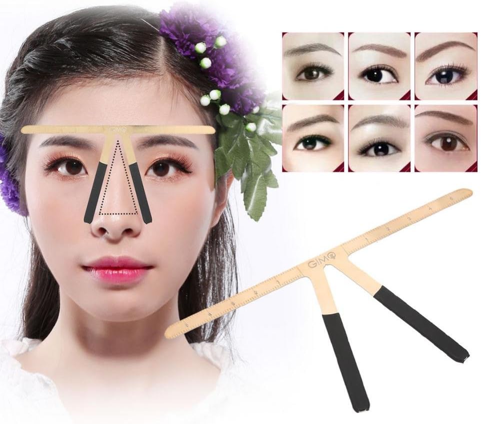 Tattoo Eyebrow Ruler Permanent Makeup Symmetrical Caliper Three-Point Positioning Grooming Shaper Reusable Measure Tool(Gold) - Image 4