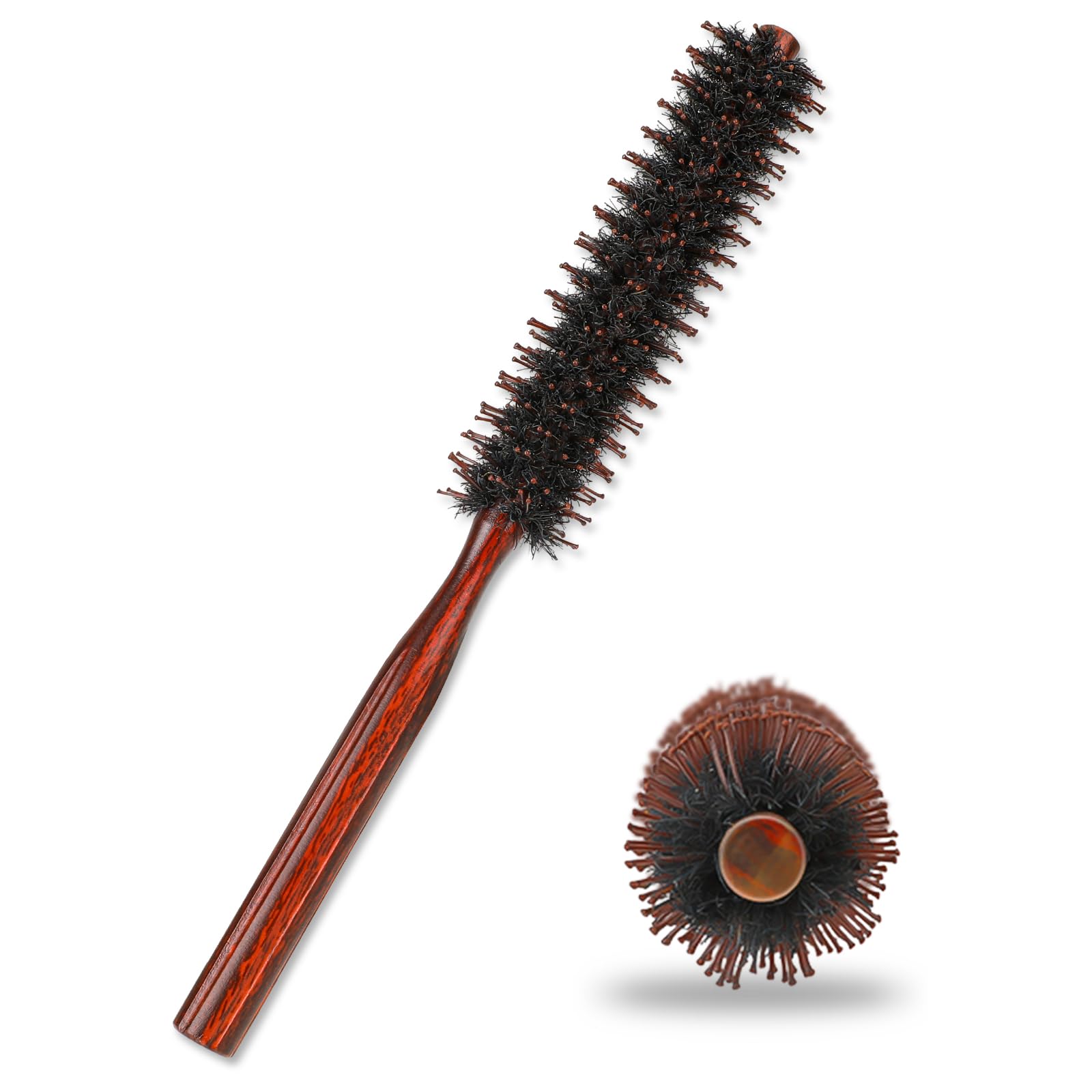 Photo 1 of Boar Bristle Hair Brush for Women and Men, Small Round Hiarbrush Blow Drying Brush Soft Bristle Styling Hair Brush with Natural Wood Handle for Straightening Curling Volumizing and Detangling
