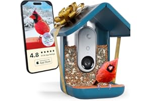 BIRD BUDDY Birdbuddy PRO Solar Smart Bird Feeder with Camera - AI Bird Species Identification, 5MP Photos, 2K HD Video Live Stream Camera, Slow-Motion Video, 2.6in Focus - Blue Solar