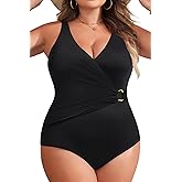 Yonique Plus Size One Piece Swimsuits for Women Tummy Control Bathing Suits Full Coverage Swimwear