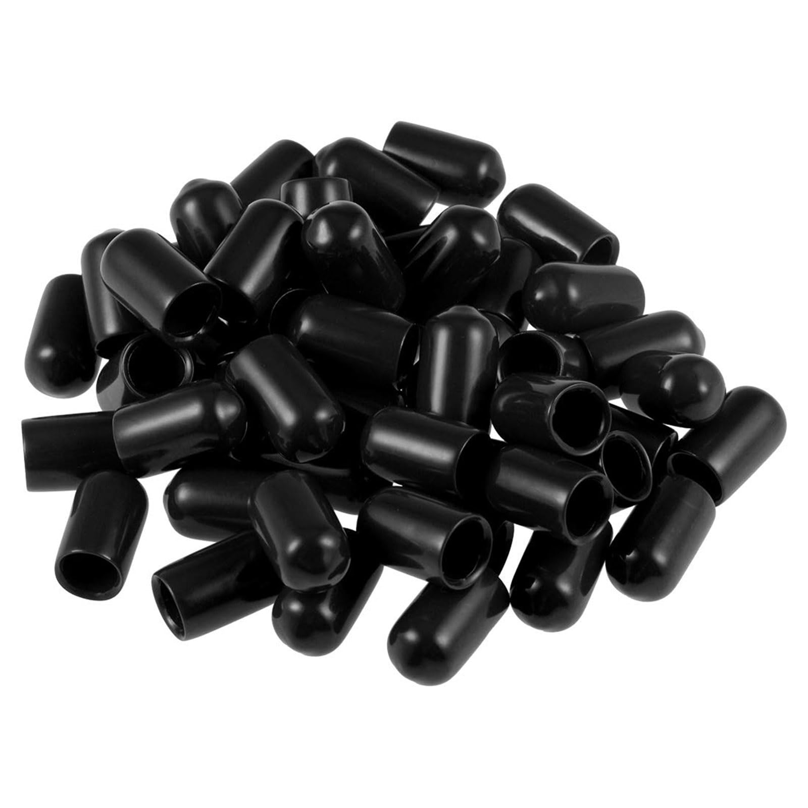 TA-VIGOR 50Pcs Rubber End Caps, 7.5mm ID Round Flexible Screw End Caps Thread Protectors, Black Vinyl Bolt Covers Rubber Covers for Screws, Tubes, Cables, Wires, etc — image 1