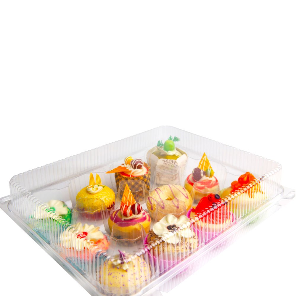 sweet.life ClearPlastic 12 Cupcake Container Box Takeout Muffin Carrier Disposable 12 Compartment 4 Pack Regular size