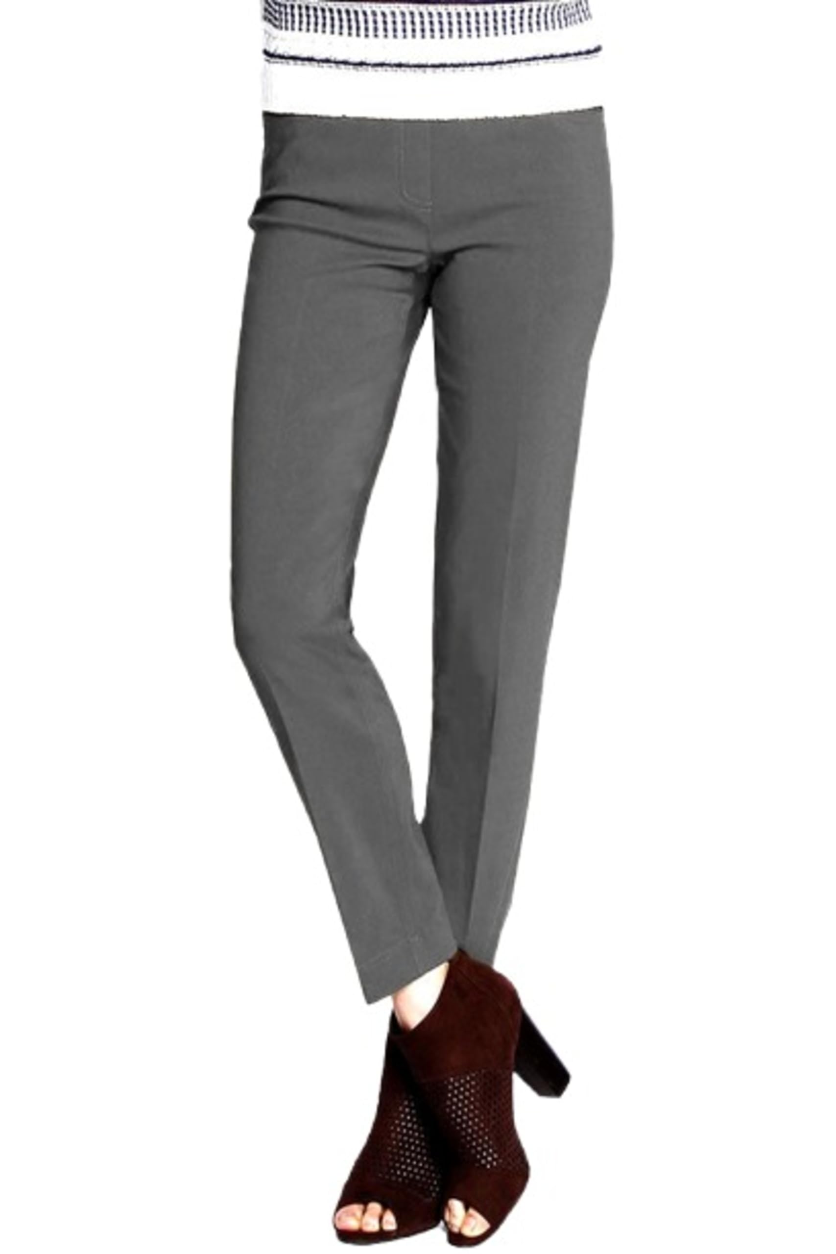 Photo 1 of SLIM-SATION Women's Wide Band Pull On Ankle Pant with Tummy Control, 12, Charcoal