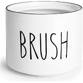 ONTUBE Ceramic Dish Brush Holder (White) | Ceramic, farmhouse, soap-dispensing, brush-holder, sturdy, compact, easy to clean, rustic, space-saving, organizer, durable