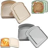 NADUSEP Sandwich Containers, 2 Pcs Sandwich Box Food Storage Toast Shape Holder Plastic for Lunch, Sandwich Keeper for Adults Prep Microwave (White Grey)