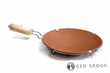 Geo Home: Organic Pan , Terracotta Clay tawa, 10 inch