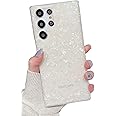 J.west Galaxy S22 Ultra Case 5G, Luxury Sparkle Glitter Translucent Clear Colorful Opal Pearly Thinfoil Design Shiny Print Soft Silicone Cover for Women Girls Slim TPU Protective Phone Case