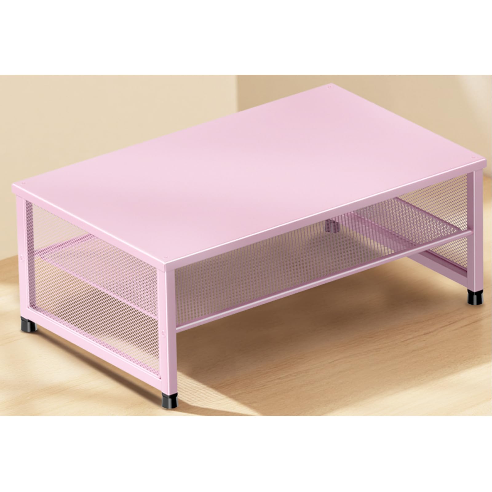 Photo 1 of ECOLOVI Computer Monitor Stand Riser, Desk Organizers and Accessories, Printer & Laptop Stand, Office Desk Accessories & Desktop Workspace Organizers for Office Supplies (Pink)
