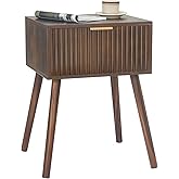 Mid Century Modern Nightstand, Small End Tables Living Room, Accent Bedside Table with Drawer for Bedroom and Small Space, Rustic Brown