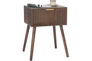 AWASEN Mid Century Modern Nightstand, Small End Tables Living Room, Accent Bedside Table with Drawer for Bedroom and Small Space, Rustic Brown
