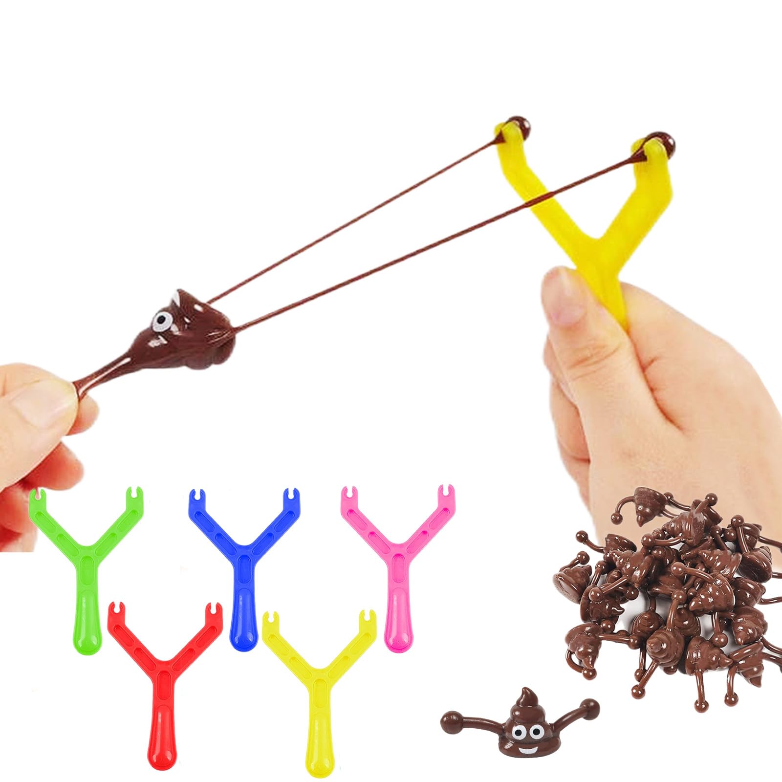 Funny Catapult Poop Toys for Kids, Poo Stress Relief Toy, Rubber Slingshot, Soft Anti-Stress New Toy Birthday Gift, Party Gift, 15 Pieces