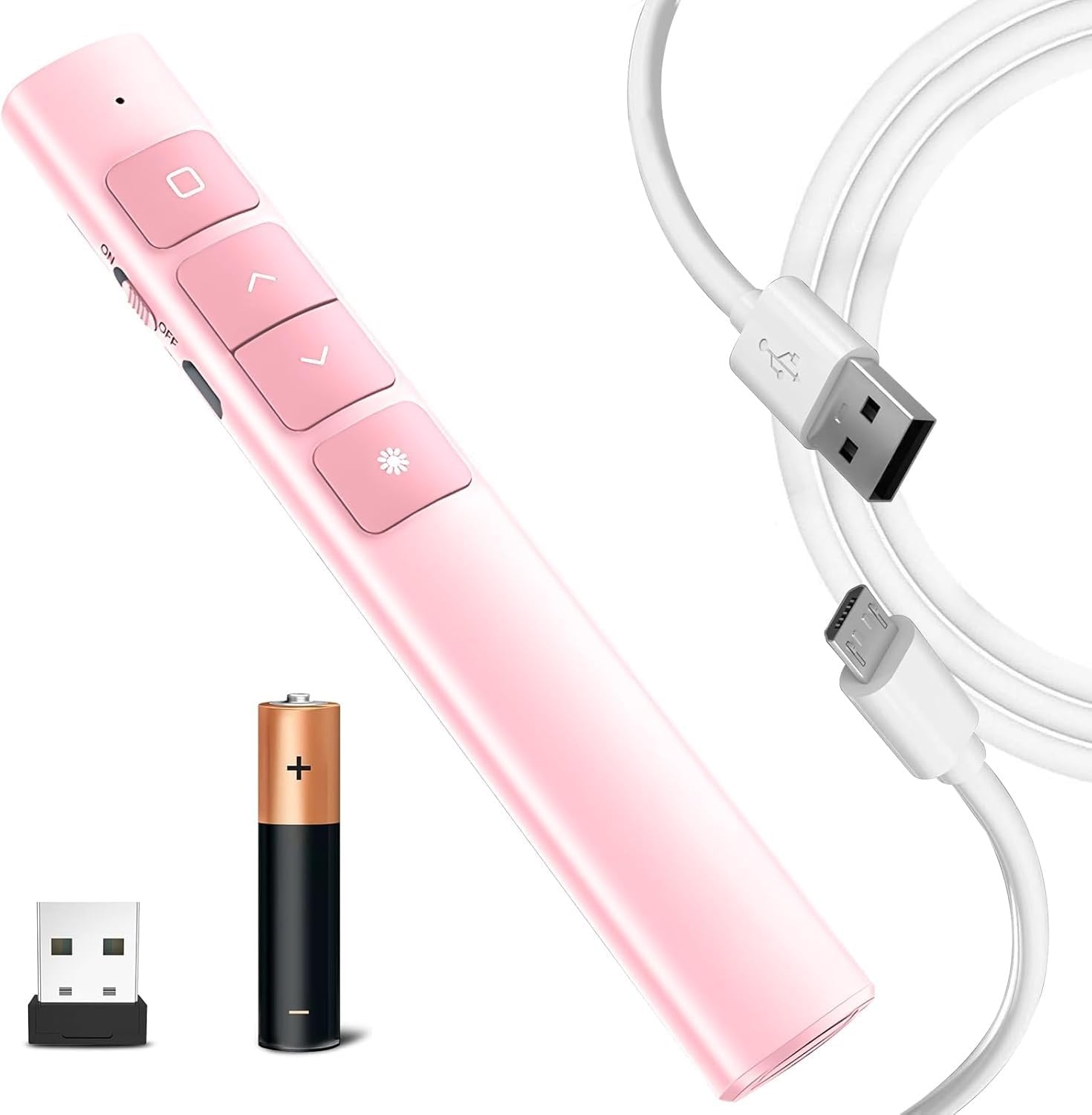 Wireless Presenter Remote Presentation Clicker 2. 4GHz Presentation Pointer Clicker Slide Advancer Plug Play 328Ft Control Long Range for Presentations Laptop Computer Office