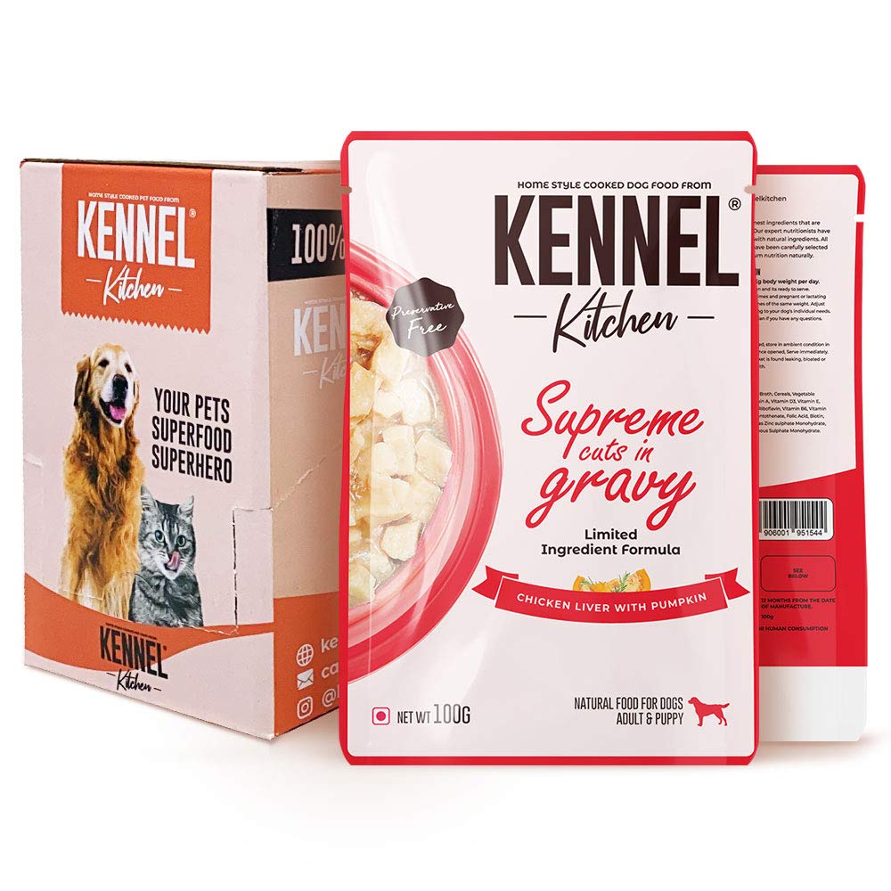 Kennel Kitchen Supreme Cuts in Gravy, Chicken Liver with Pumpkin, 100g