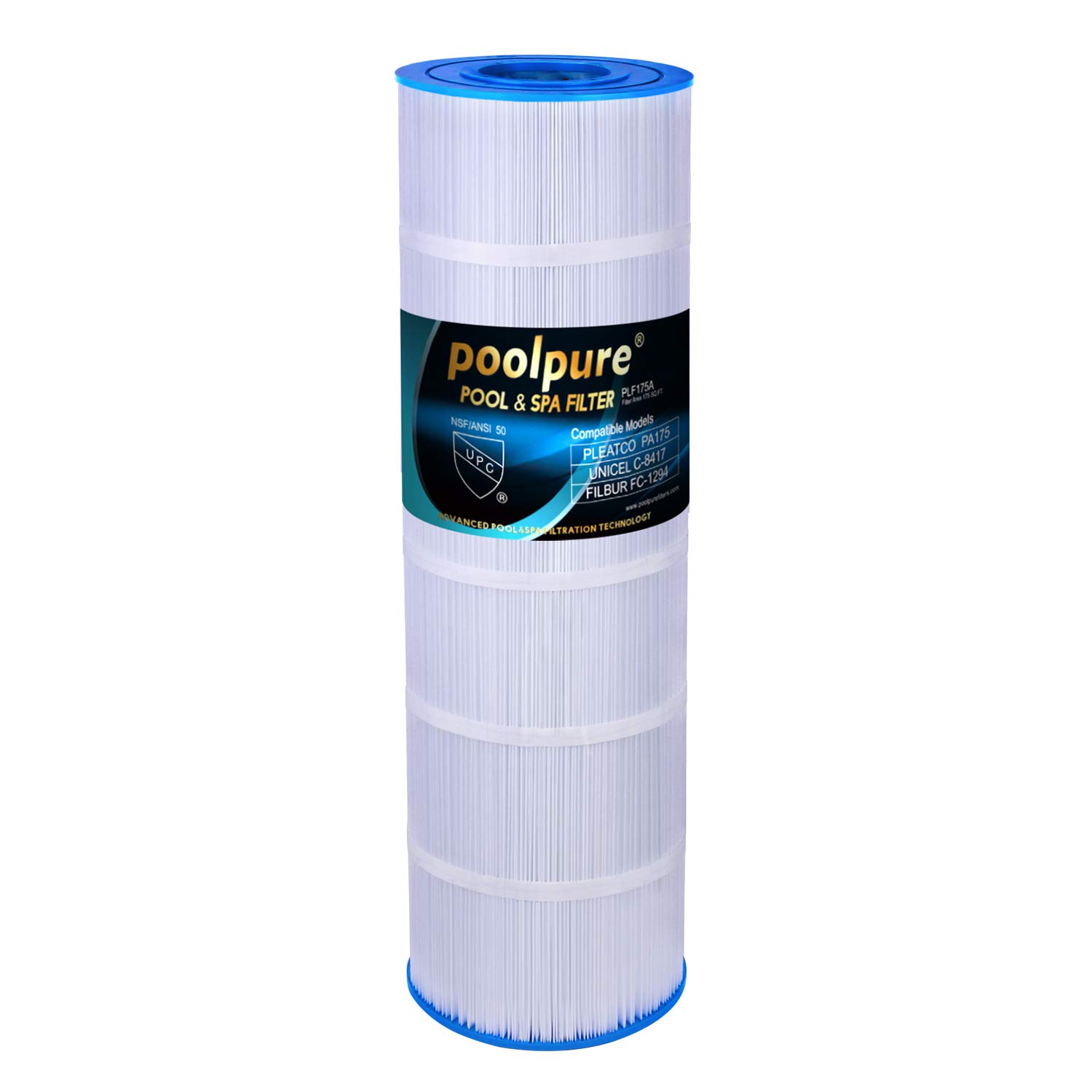 POOLPURE Pool Filter Replaces Hayward C1750 C17502 Star Clear Plus Series Filters, Pleatco PA175, Hayward CX1750RE, Unicel C-8417, Filbur FC-1294, Sta Rite PXC-175, 25230-0175S, 175 sq.ft. Pool Filter