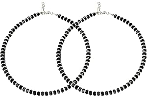 DARSHRAJ Girls Jewellers 925 Sterling Silver Pure (Chandi) Nazariya Black Crystal Payal Anklet 10.5 Inches Silver