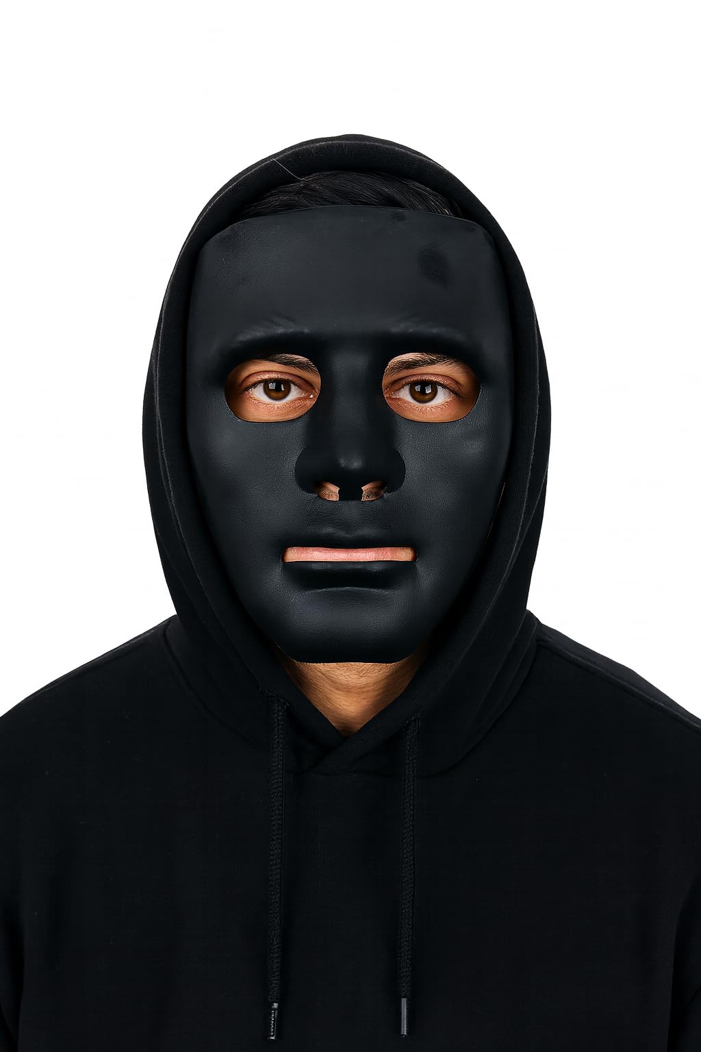 Komonee 1 x Halloween Mask Plain Black Costume Adult Outfit Scary Spooky Horror Party Face Fancy Dress Cosplay For Men Women — image 1