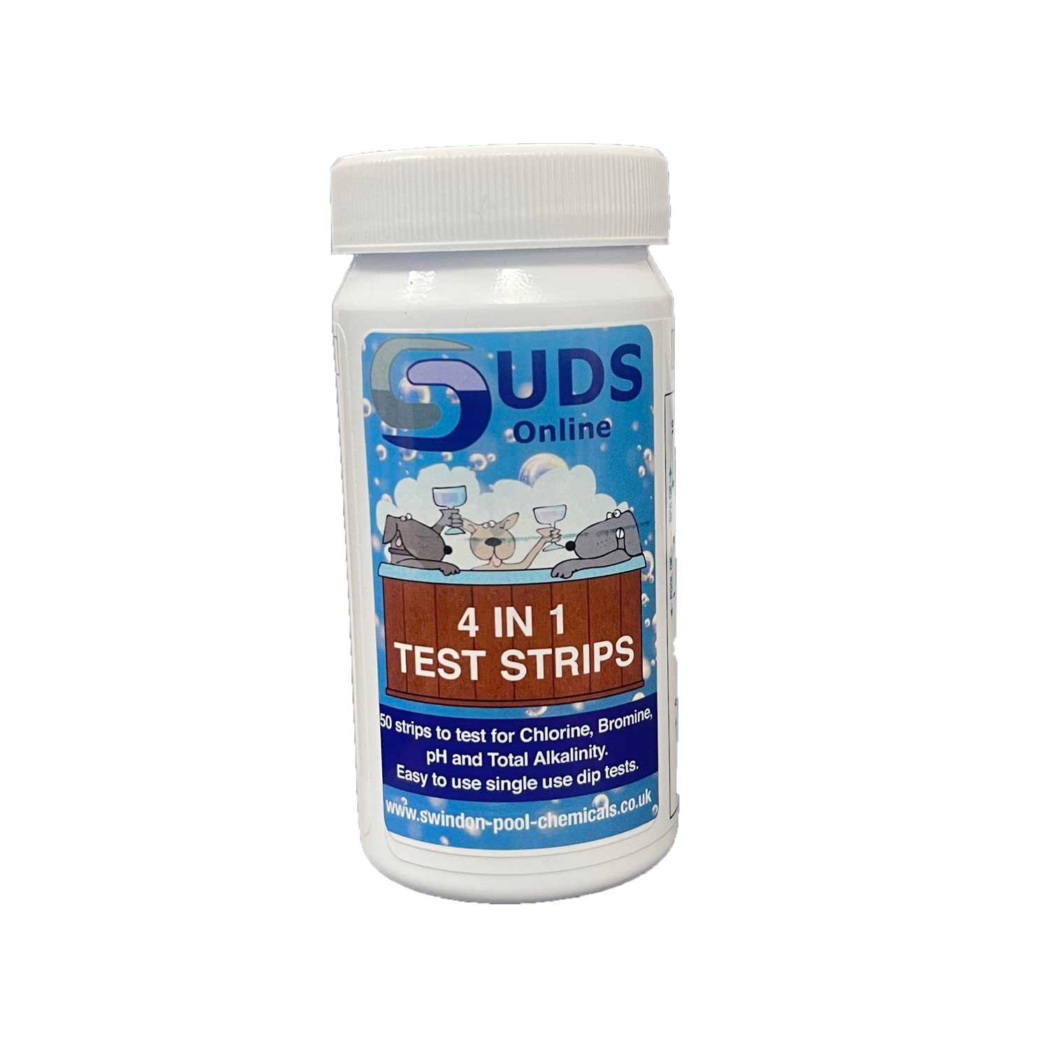 SUDS-ONLINE Premium 4-Way Test Strips Free Chlorine/BROMINE,PH And Total Alkalinity For Tub Testing Dip Swimming Pool - 50 Test Strips