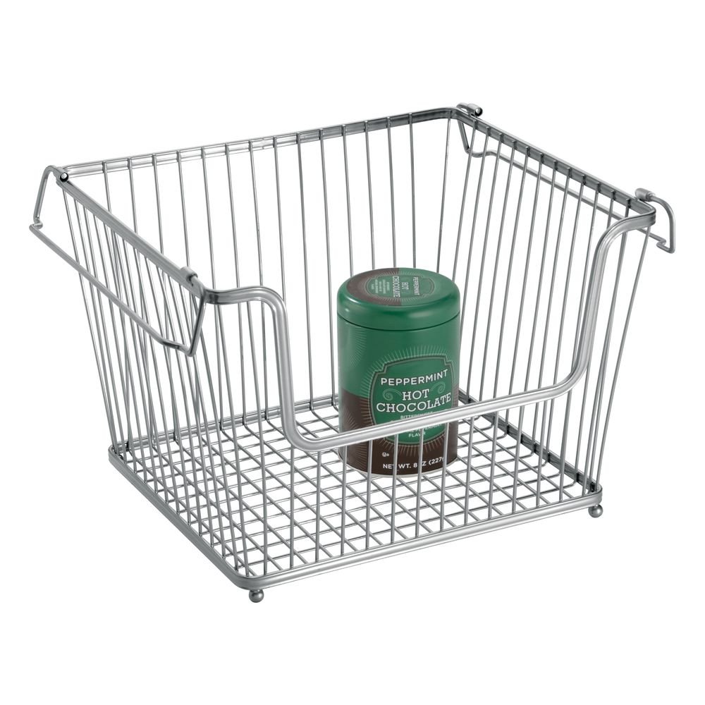 MDesign Modern Stackable Metal Storage Organizer Bin Basket With