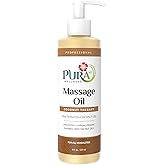 Pura 1st Coconut Therapy 8 Fl oz Massage Oil, Coconut Oil, Professional, Massage Therapy, Deep Tissue, Unscented, Natural Ingredients, Skin Hydrating, Moisturizing, Muscle Relief, for Bruising