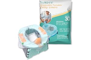 SUNDEE Potty Chair Liners, Portable Disposable Potty Liner Bags for Universal Potty Training Toilet Seat, Toddler Outdoors Travel Baby Toilet Liners - 30 Pack