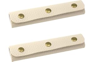Mcredy 2 Pcs Leather Wrap Cover Soft Luggage Bag Grip Protector with Metal Clasp Purse Strap Pad Handle Covers for Shopping Travel Bags Suitcase, Beige