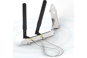 Bingfu Dual Band WiFi 2.4GHz 5.8GHz 8dBi RP-SMA Male Antenna + 9.84 inch to RP-SMA Female Extension Cable + PCI Slot Cover fo
