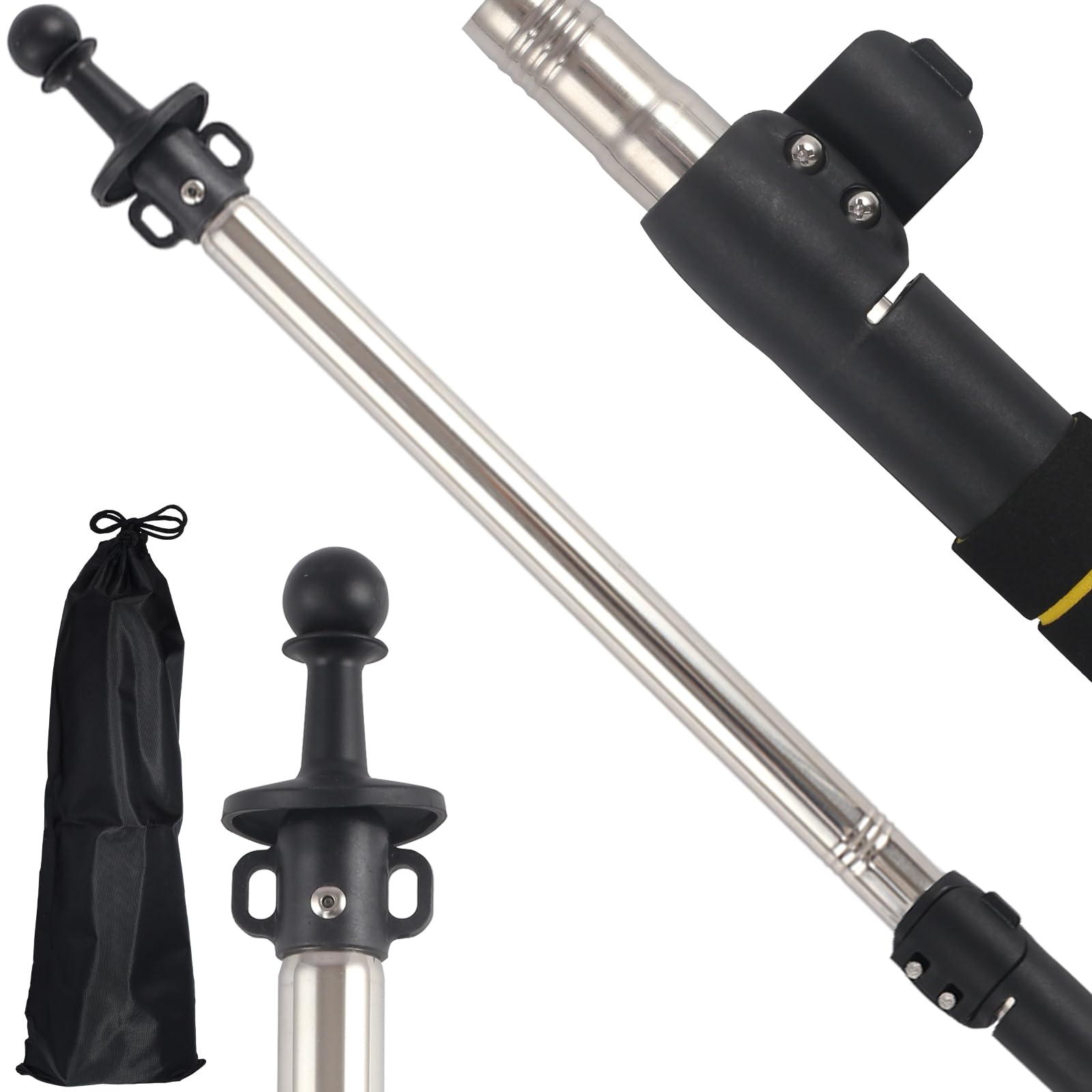 Photo 1 of Frebuta Heavy Duty Telescoping Canopy Poles, 2.75 to 9.5Ft - Stainless Steel Tubes, Sponge Long Handle, For Shade Cloth Poles & Sails
